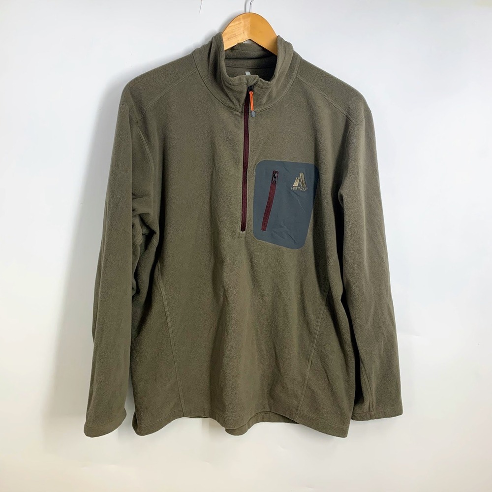 Eddie Bauer First Ascent Mens Fleece Quarter Zip Pullover Olive Green‎ Large